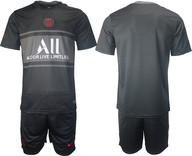 Men 2021-2022 Club Paris St German Second away black blank Soccer Jersey->paris st german jersey->Soccer Club Jersey
